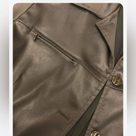 Moda Vero Shiny Olive 3/4  Sleeve Blazer Jacket Size 9/10 - Picture 12 of 12